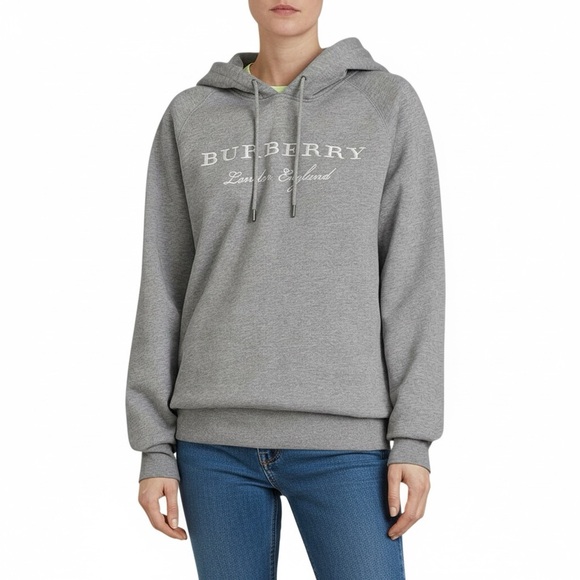 Burberry Tops - Burberry Gray Logo Hoodie Sweatshirt Pullover Unisex XL Holiday Gift Ready